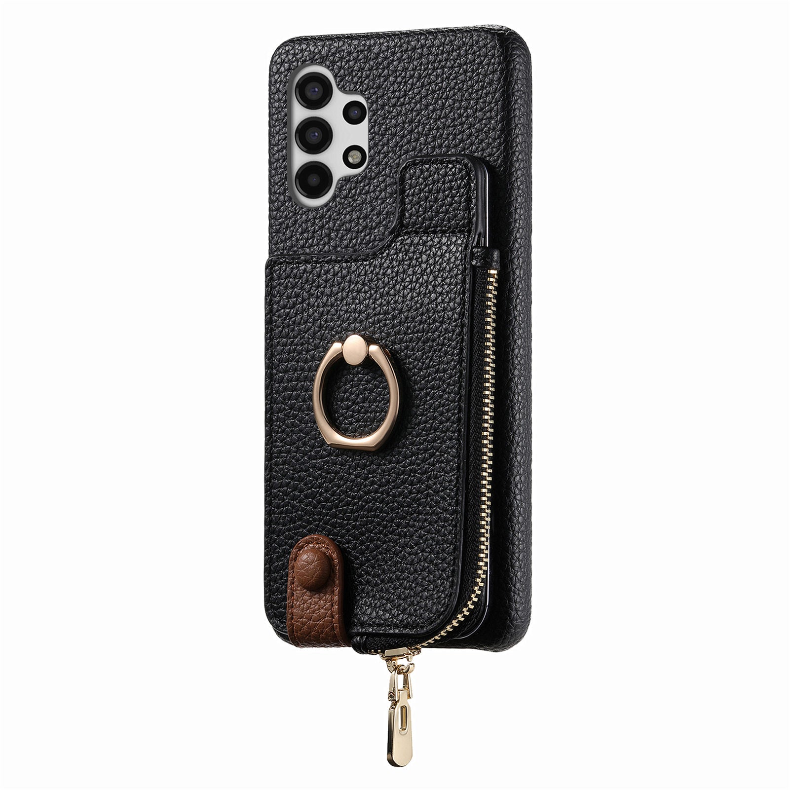 Y3 For Samsung Galaxy A13 4G Case Ring Kickstand Leather+TPU Zipper Pocket Phone Cover Y3 For Samsung Galaxy A13 4G Case Ring Kickstand Leather+TPU Zipper Pocket Phone Cover